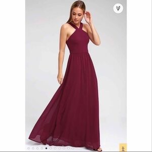 Lulu’s Air of Romance Burgundy Maxi Dress